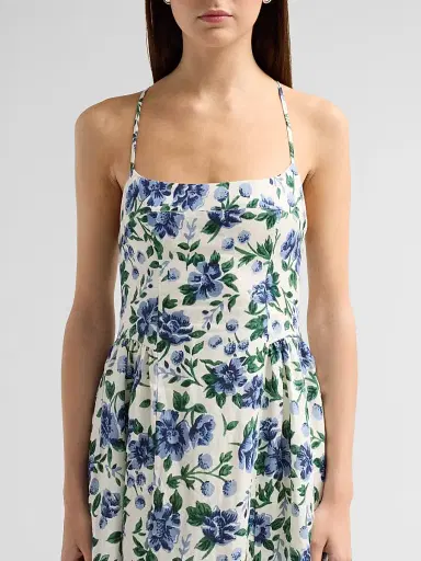 Peony Women's Enamour Floral Linen Midi Dress - Provence - Size Large | Thumbnail 5