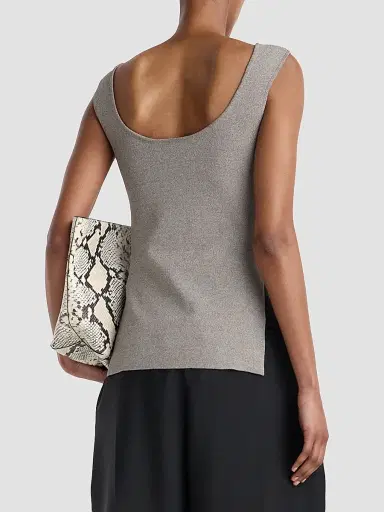 RÓHE Women's Knit Scoopneck Tank - Taupe Melange - Size 12 | Thumbnail 3