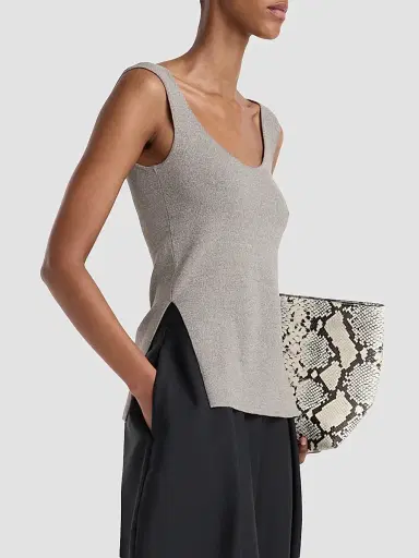 RÓHE Women's Knit Scoopneck Tank - Taupe Melange - Size 12 | Thumbnail 6