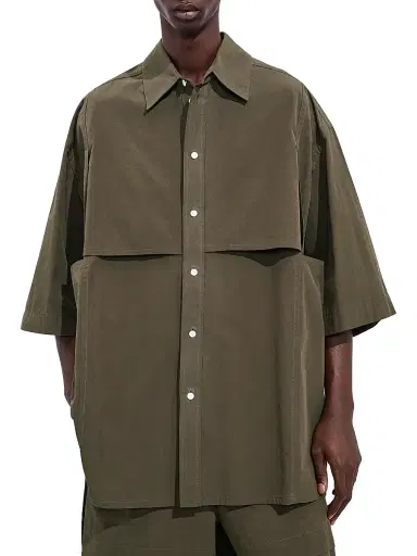 Bottega Veneta Men's Macro Intreccio Cotton Shirt - Wader Green - Size 44 | Thumbnail 1