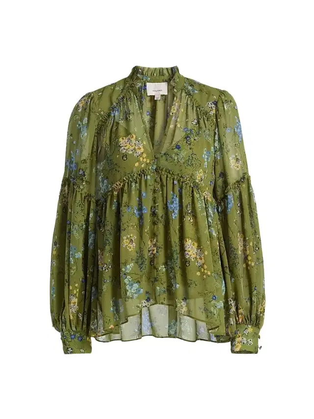 Women's Windswept Floral Edeline Top - Iguana Multi