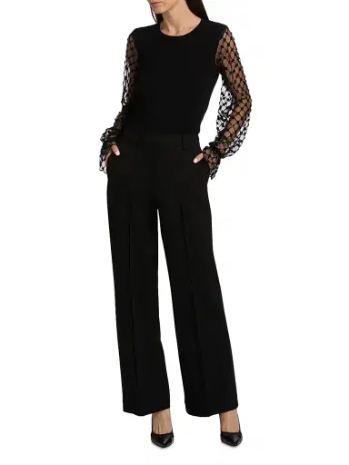 Elie Tahari Women's The Saddy Wide-Leg Pants - Black | Thumbnail 2