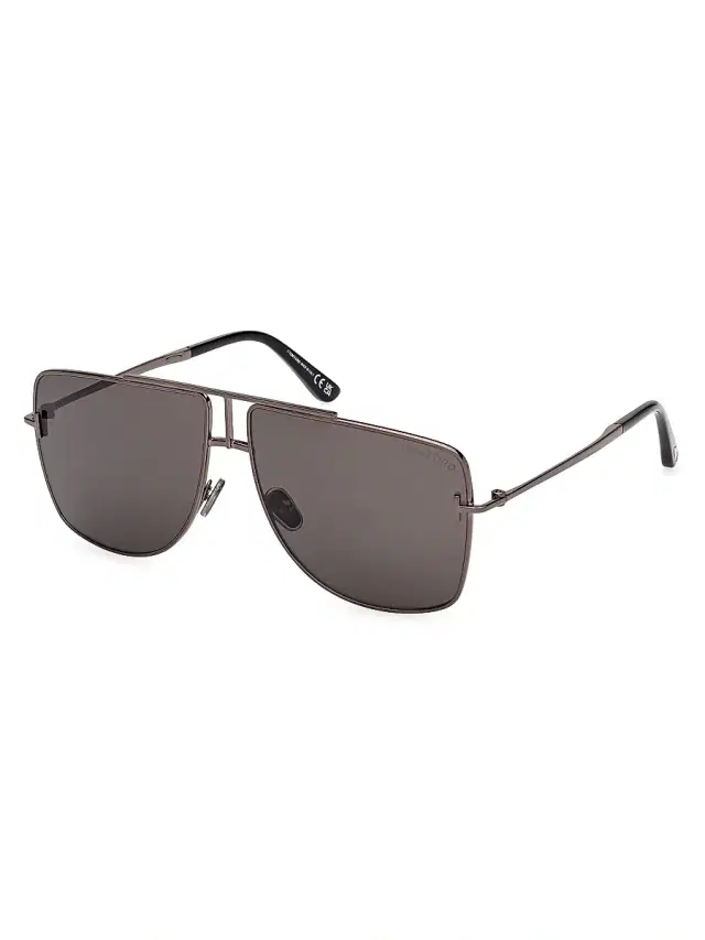 Tom Ford Men's Eliott-02 59MM Geometric Aviator Sunglasses - Dark Gunmetal Smoke