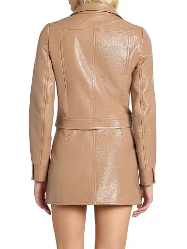 Courrèges Women's Reedition Logo Vinyl Crop Jacket - Bronze | Thumbnail 5