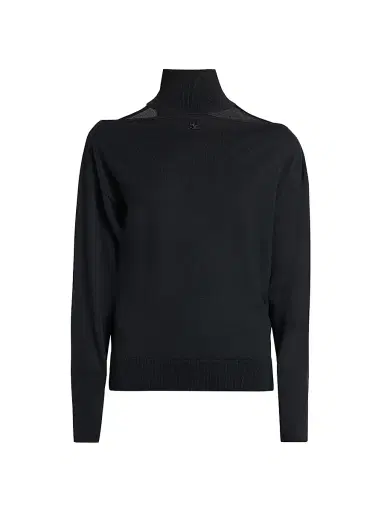 Courrèges Women's Logo Cut-Out Merino Wool Sweater | Thumbnail 1 Courrèges Women's Logo Cut-Out Merino Wool Sweater | Thumbnail 1