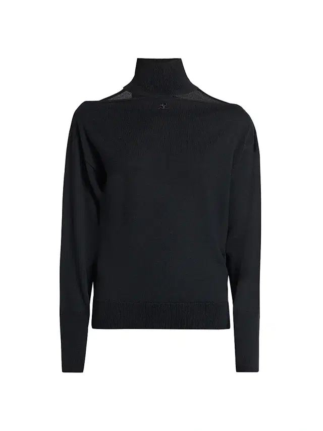 Courreges Women's Logo Cut-Out Merino Wool Sweater - Black