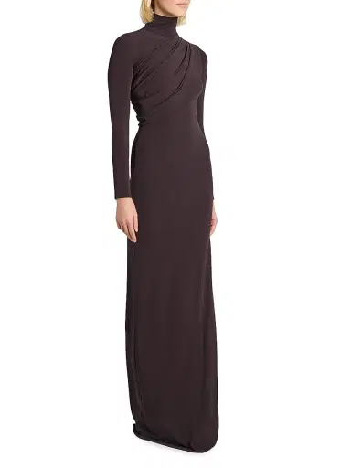 Courrèges Women's Draped Jersey Column Gown - Burnt Red | Thumbnail 2 Courrèges Women's Draped Jersey Column Gown - Burnt Red | Thumbnail 2