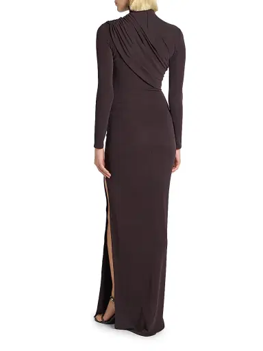 Courrèges Women's Draped Jersey Column Gown - Burnt Red | Thumbnail 5 Courrèges Women's Draped Jersey Column Gown - Burnt Red | Thumbnail 5