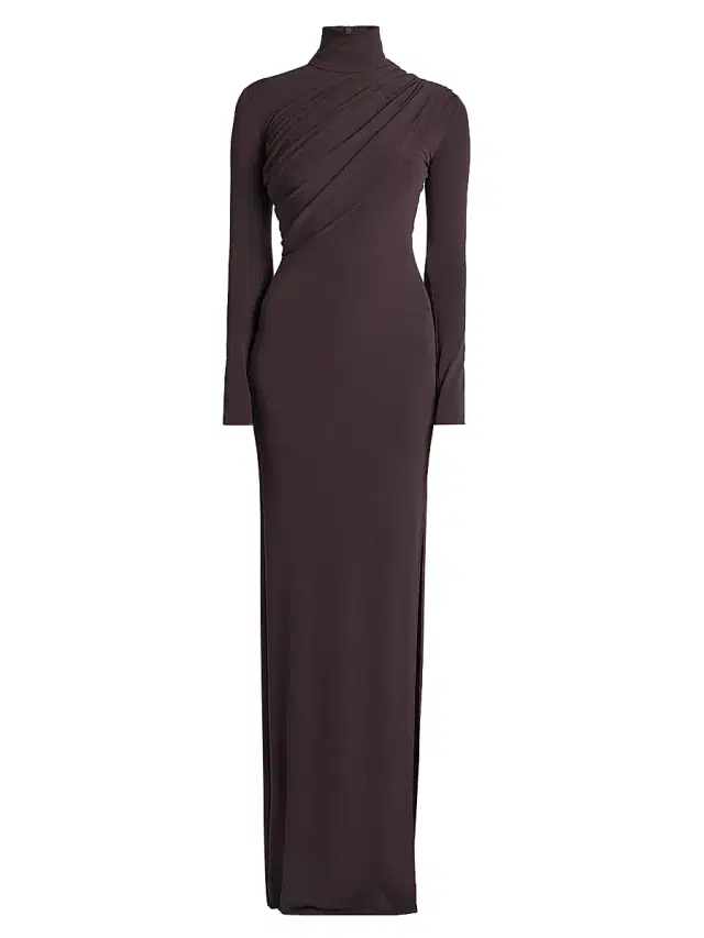 Courreges Women's Draped Jersey Column Gown - Burnt Red
