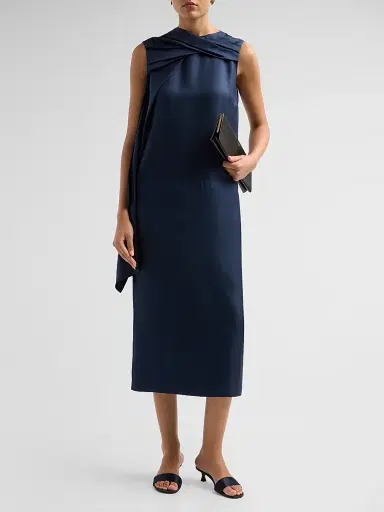 Loulou de Saison Women's Izia Draped Cape Dress - Navy - Size XS | Thumbnail 2