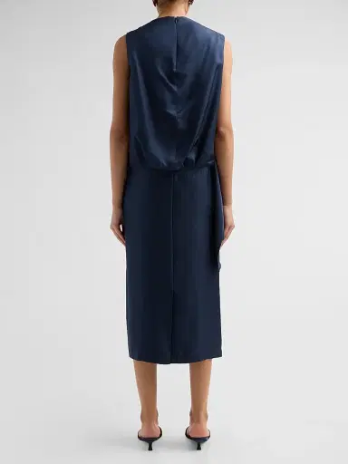 Loulou de Saison Women's Izia Draped Cape Dress - Navy - Size XS | Thumbnail 3