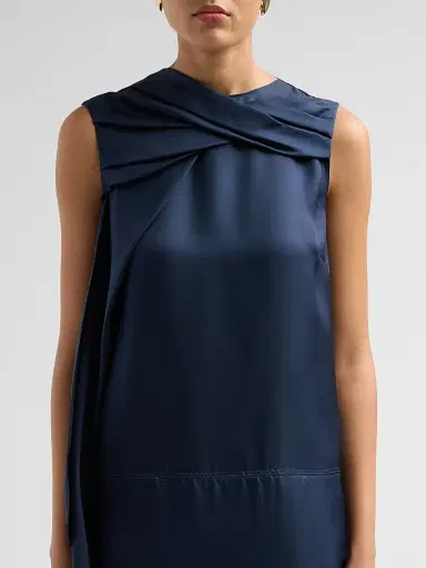 Loulou de Saison Women's Izia Draped Cape Dress - Navy - Size XS | Thumbnail 5