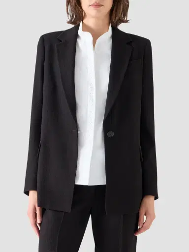 Akris punto Women's Wool Tricotine Boyfriend Blazer - Espresso - Size 18 | Thumbnail 4