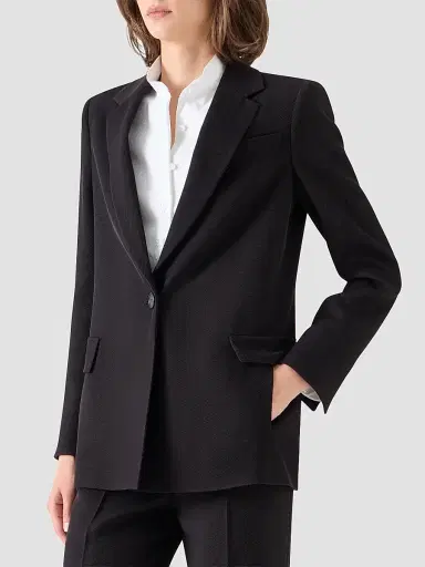 Akris punto Women's Wool Tricotine Boyfriend Blazer - Espresso - Size 18 | Thumbnail 6