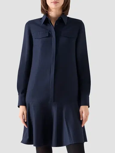 Akris punto Women's Wool Flannel Mini Shirtdress - Navy - Size 16 | Thumbnail 4 Akris punto Women's Wool Flannel Mini Shirtdress - Navy - Size 16 | Thumbnail 4