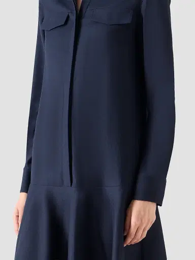 Akris punto Women's Wool Flannel Mini Shirtdress - Navy - Size 16 | Thumbnail 5 Akris punto Women's Wool Flannel Mini Shirtdress - Navy - Size 16 | Thumbnail 5