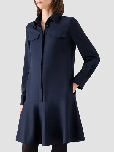 Akris punto Women's Wool Flannel Mini Shirtdress - Navy - Size 16 | Thumbnail 6 Akris punto Women's Wool Flannel Mini Shirtdress - Navy - Size 16 | Thumbnail 6