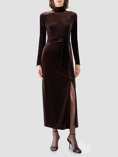 Akris punto Women's Techno Stretch Velvet Midi Dress | Thumbnail 2 Akris punto Women's Techno Stretch Velvet Midi Dress | Thumbnail 2