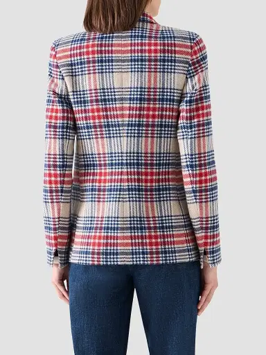 Akris punto Women's Plaid Wool-Blend Tweed Blazer - Cashew Multicolor - Size 16 | Thumbnail 3