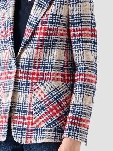 Akris punto Women's Plaid Wool-Blend Tweed Blazer - Cashew Multicolor - Size 16 | Thumbnail 5