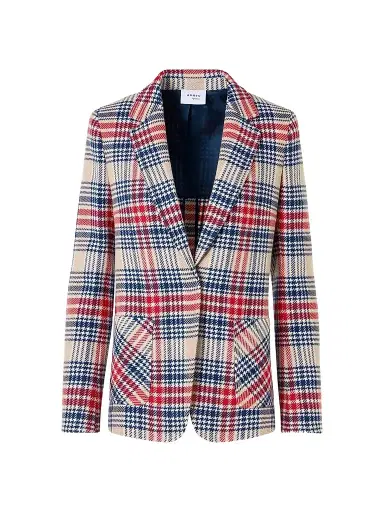 Akris punto Women's Plaid Wool-Blend Tweed Blazer - Cashew Multicolor - Size 16 | Thumbnail 1