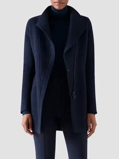 Akris punto Women's Felted Wool Long Jacket - Navy - Size 16 | Thumbnail 4 Akris punto Women's Felted Wool Long Jacket - Navy - Size 16 | Thumbnail 4