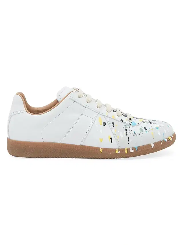Maison Margiela Women's Paint Splatter Leather Sneakers - Off White