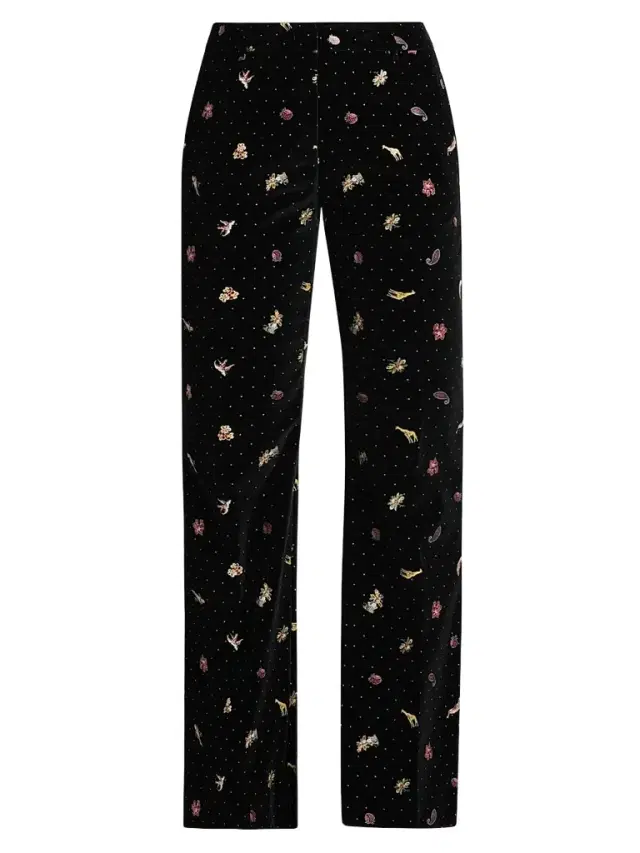 Etro Women's Printed Stretch-Cotton Trousers - Printed Black Base