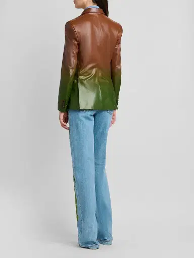 Etro Women's Gradient Leather Blazer - Multicolor Green Base | Thumbnail 3
