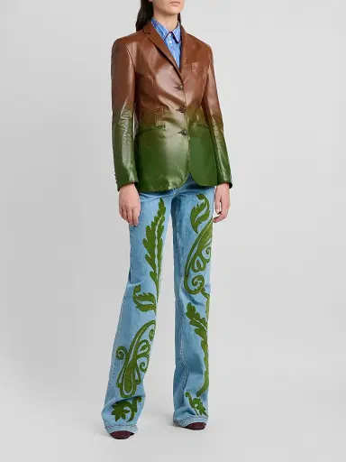 Etro Women's Gradient Leather Blazer - Multicolor Green Base | Thumbnail 4