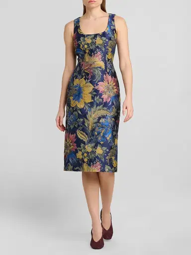 Etro Women's Floral Cotton-Blend Sheath Midi Dress | Thumbnail 2 Etro Women's Floral Cotton-Blend Sheath Midi Dress | Thumbnail 2