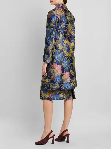 Etro Women's Floral Cotton-Blend Jacquard Notch Lapel Coat | Thumbnail 3 Etro Women's Floral Cotton-Blend Jacquard Notch Lapel Coat | Thumbnail 3