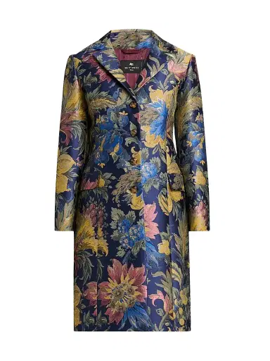 Etro Women's Floral Cotton-Blend Jacquard Notch Lapel Coat | Thumbnail 1 Etro Women's Floral Cotton-Blend Jacquard Notch Lapel Coat | Thumbnail 1