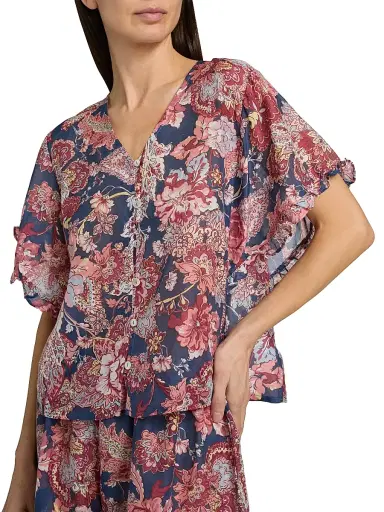 Papinelle Women's Ella Frill Boxer Pajamas - Blue Indigo | Thumbnail 6