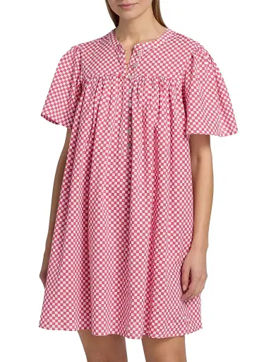 Papinelle Women's Anais Checker Gathered Nightie | Thumbnail 3 Papinelle Women's Anais Checker Gathered Nightie | Thumbnail 3