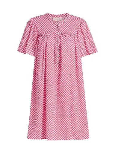 Papinelle Women's Anais Checker Gathered Nightie | Thumbnail 1 Papinelle Women's Anais Checker Gathered Nightie | Thumbnail 1