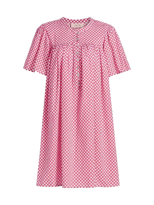 Papinelle Women's Anais Checker Gathered Nightie - Raspberry