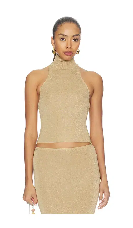 NBD Nyla Shimmer Mock Neck Tank