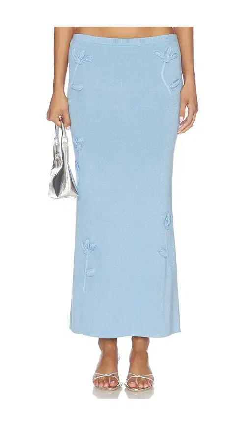 MAJORELLE Kaidyn Flower Embroidered Midi Skirt