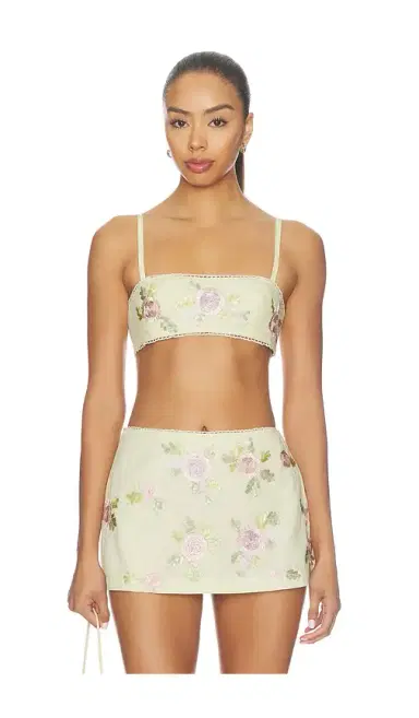 For Love & Lemons Ribbon Flowers Top | Thumbnail 1