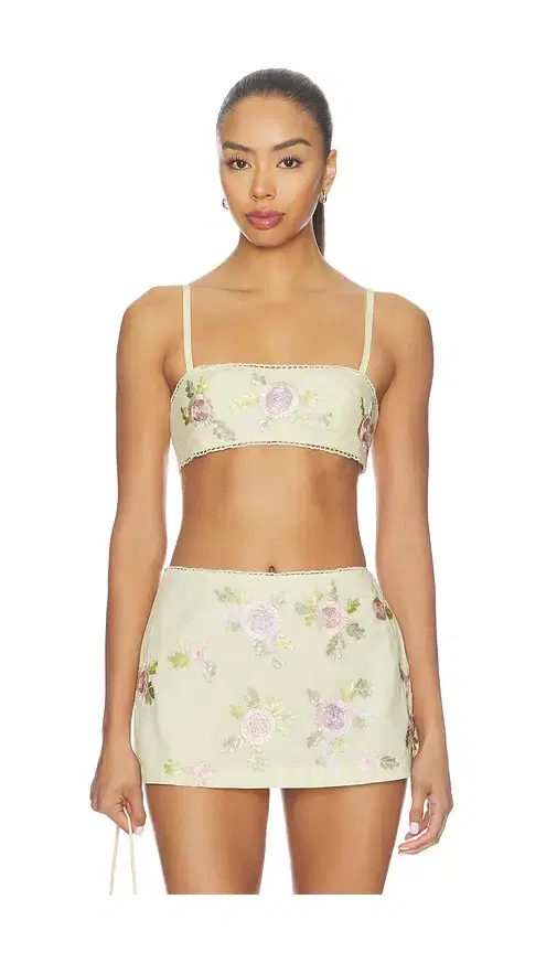 For Love & Lemons Ribbon Flowers Top