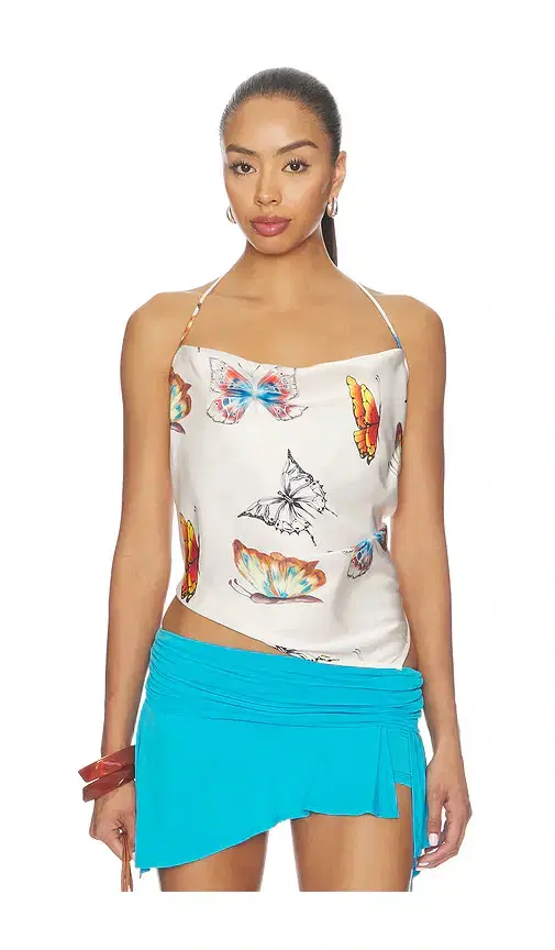 Juliet Johnstone Satin Cowl Neck Halter Top