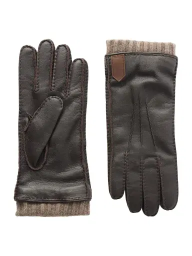 Canali Ribbed Cashmere-Trimmed Leather Gloves - Men | Thumbnail 1 Canali Ribbed Cashmere-Trimmed Leather Gloves - Men | Thumbnail 1