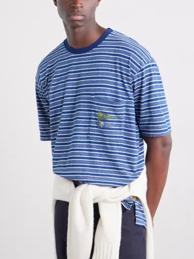 KAPITAL Logo-Appliquéd Striped Cotton-Jersey T-Shirt - Men | Thumbnail 5