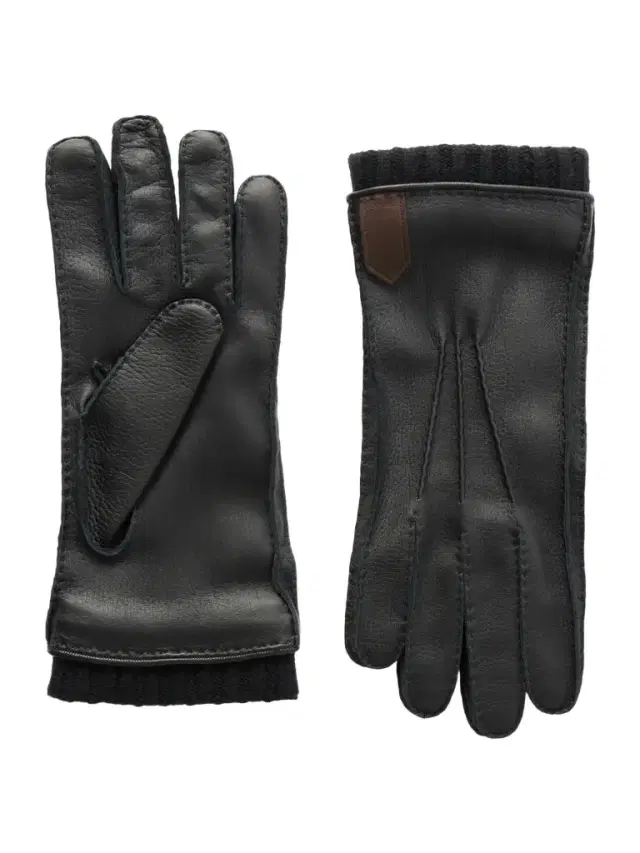 Canali Ribbed Cashmere-Trimmed Leather Gloves - Men