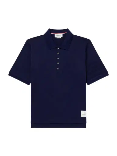 Thom Browne Striped Logo-Appliqué Cotton-Jersey Polo Shirt - Men | Thumbnail 1 Thom Browne Striped Logo-Appliqué Cotton-Jersey Polo Shirt - Men | Thumbnail 1