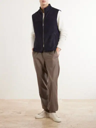 N.Peal Belgravia Cotton-Trimmed Suede Gilet - Men | Thumbnail 2 N.Peal Belgravia Cotton-Trimmed Suede Gilet - Men | Thumbnail 2