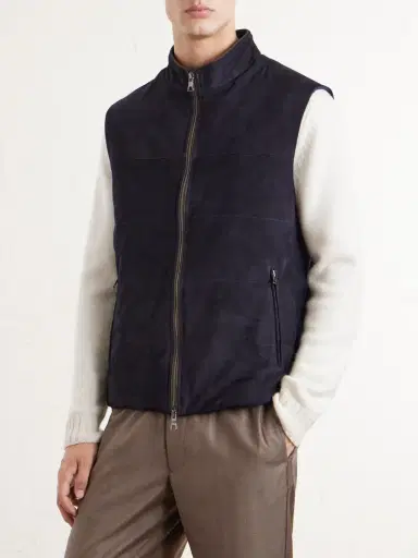 N.Peal Belgravia Cotton-Trimmed Suede Gilet - Men | Thumbnail 3 N.Peal Belgravia Cotton-Trimmed Suede Gilet - Men | Thumbnail 3