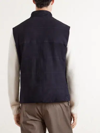 N.Peal Belgravia Cotton-Trimmed Suede Gilet - Men | Thumbnail 4 N.Peal Belgravia Cotton-Trimmed Suede Gilet - Men | Thumbnail 4