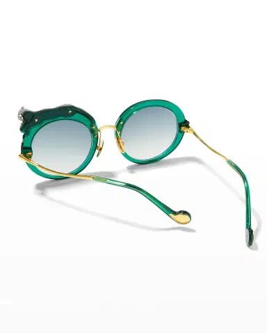 Anna-Karin Karlsson Rose et la Roue Round Crystal-Embellished Leopard Sunglasses | Thumbnail 2